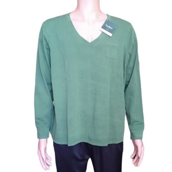 LL Bean T-Shirt Men's Long Sleeve Green Size 2X - Picture 1 of 7